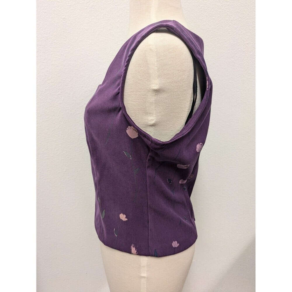 Vintage Y2K 2 pc Purple Floral Square Neck Top and Skirt sz 10/M Retro Coquette - Picture 9 of 16
